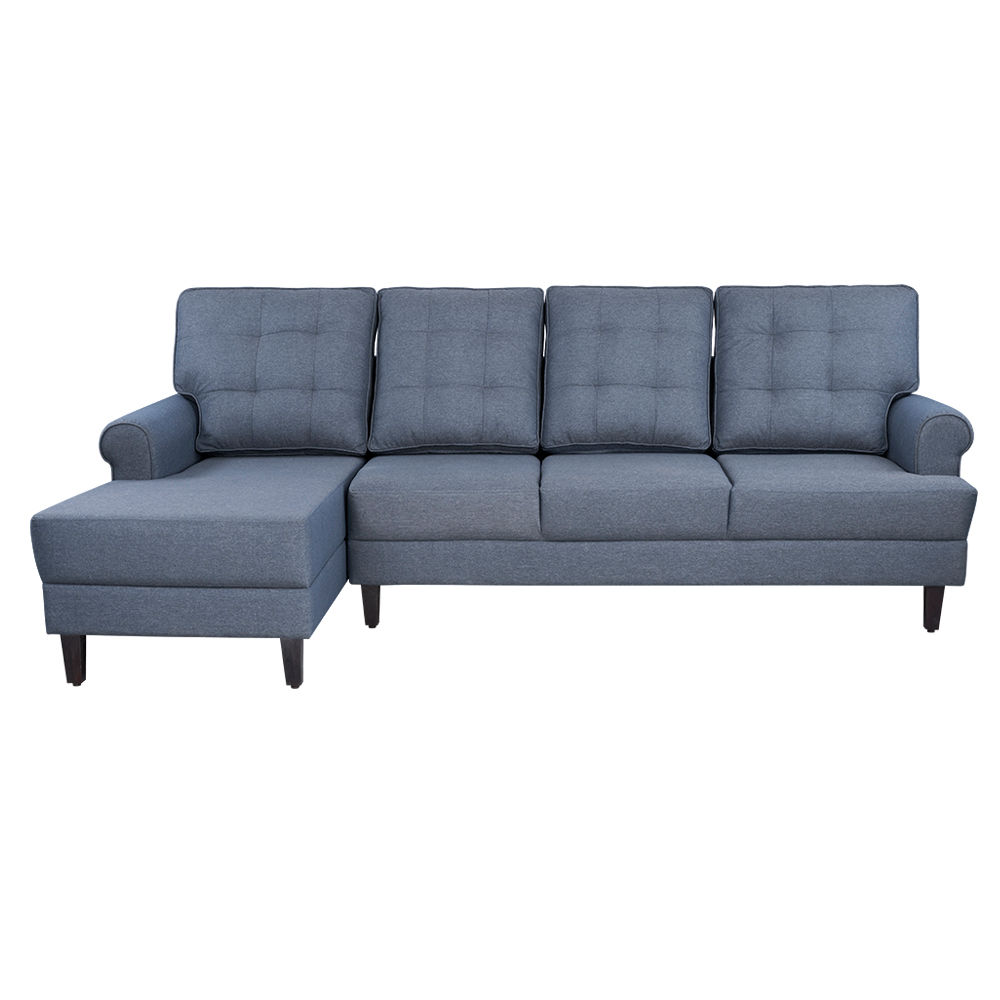 Wakefit Dreamer L - Shape Sofa Set (3 Seater + Left Aligned Chaise) - Omega Blue